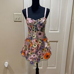 For Love And Lemons Floral Mini Dress - Pink, Purple, Orange